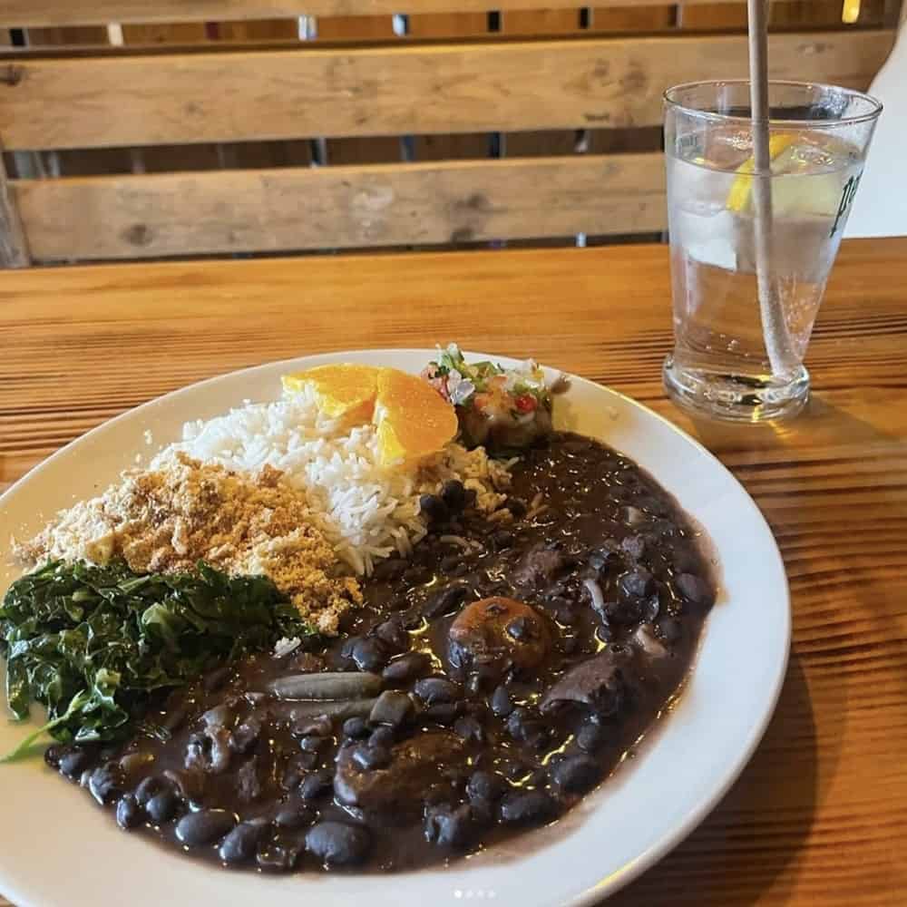 vegan black beans with stewed greens and rice at the portugese restaurant vege viver bom in nice