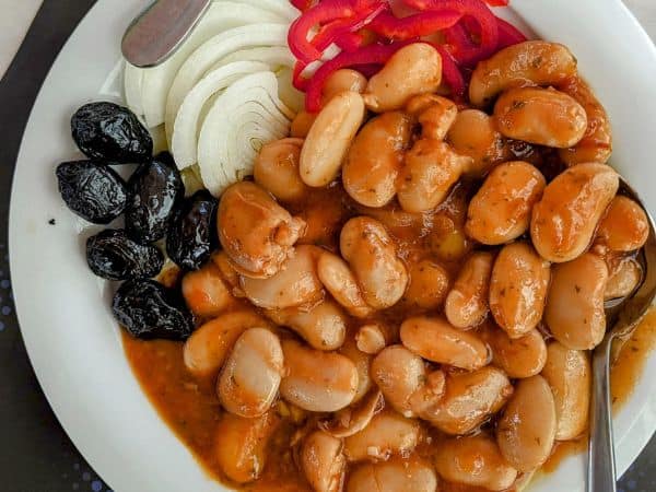 giant bowl of greek vegan gigante beans