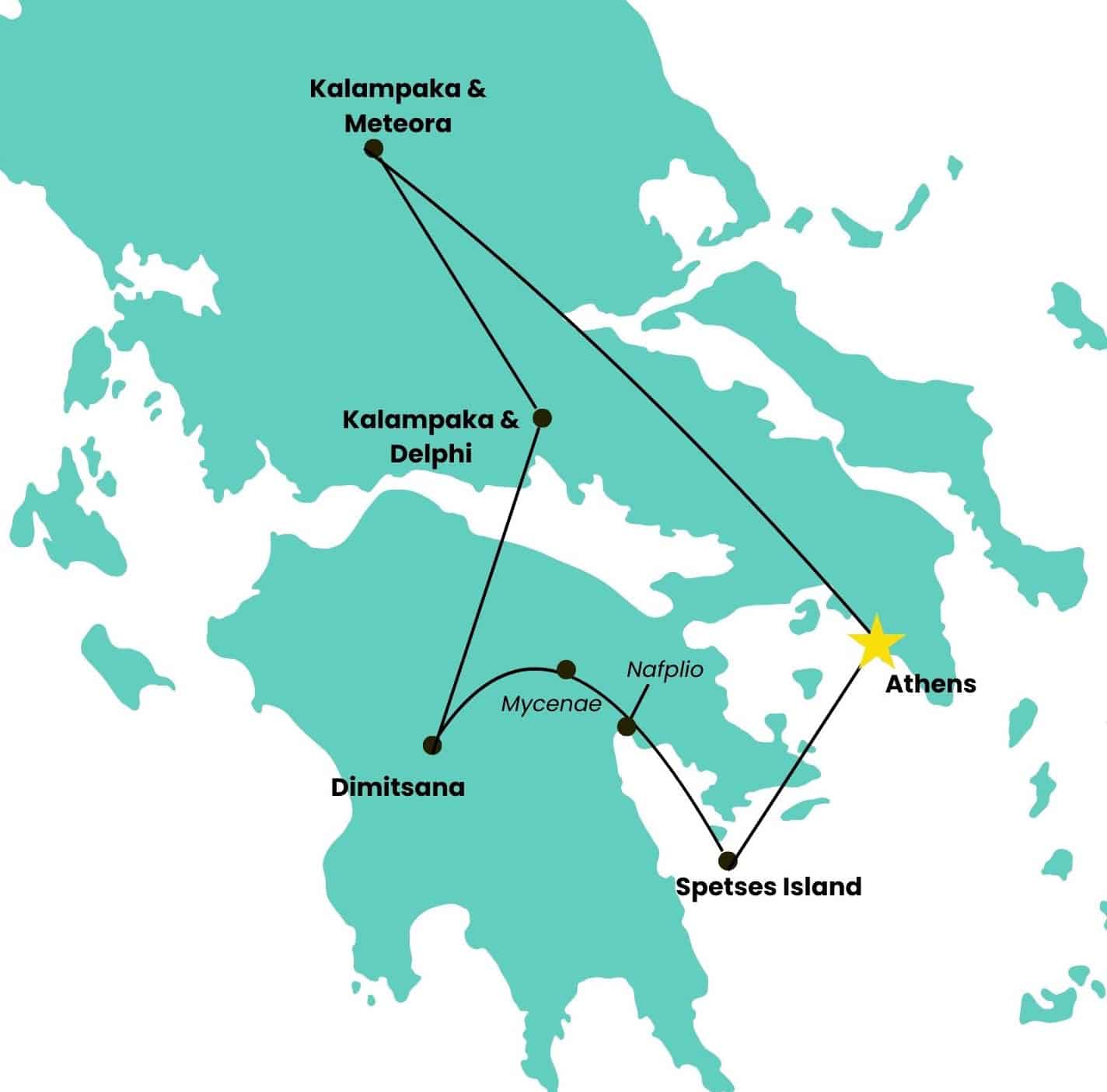 map of greece for vegan tour