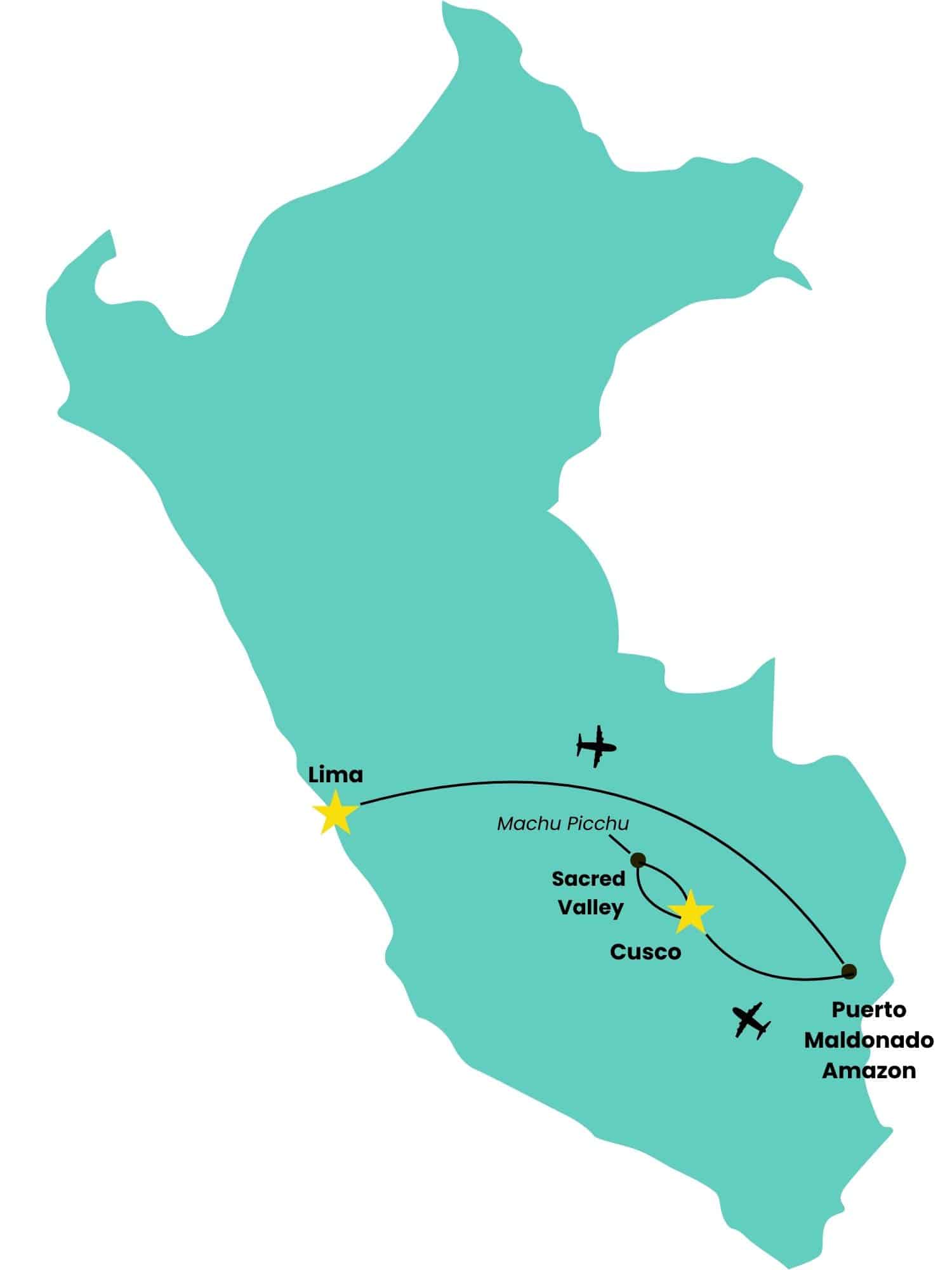 map of the veggies abroad vegan tour through peru in 2027