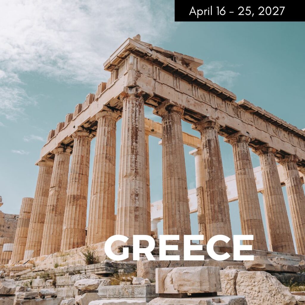 picture of the acropolis promoting a vegan tour through greece in 2027
