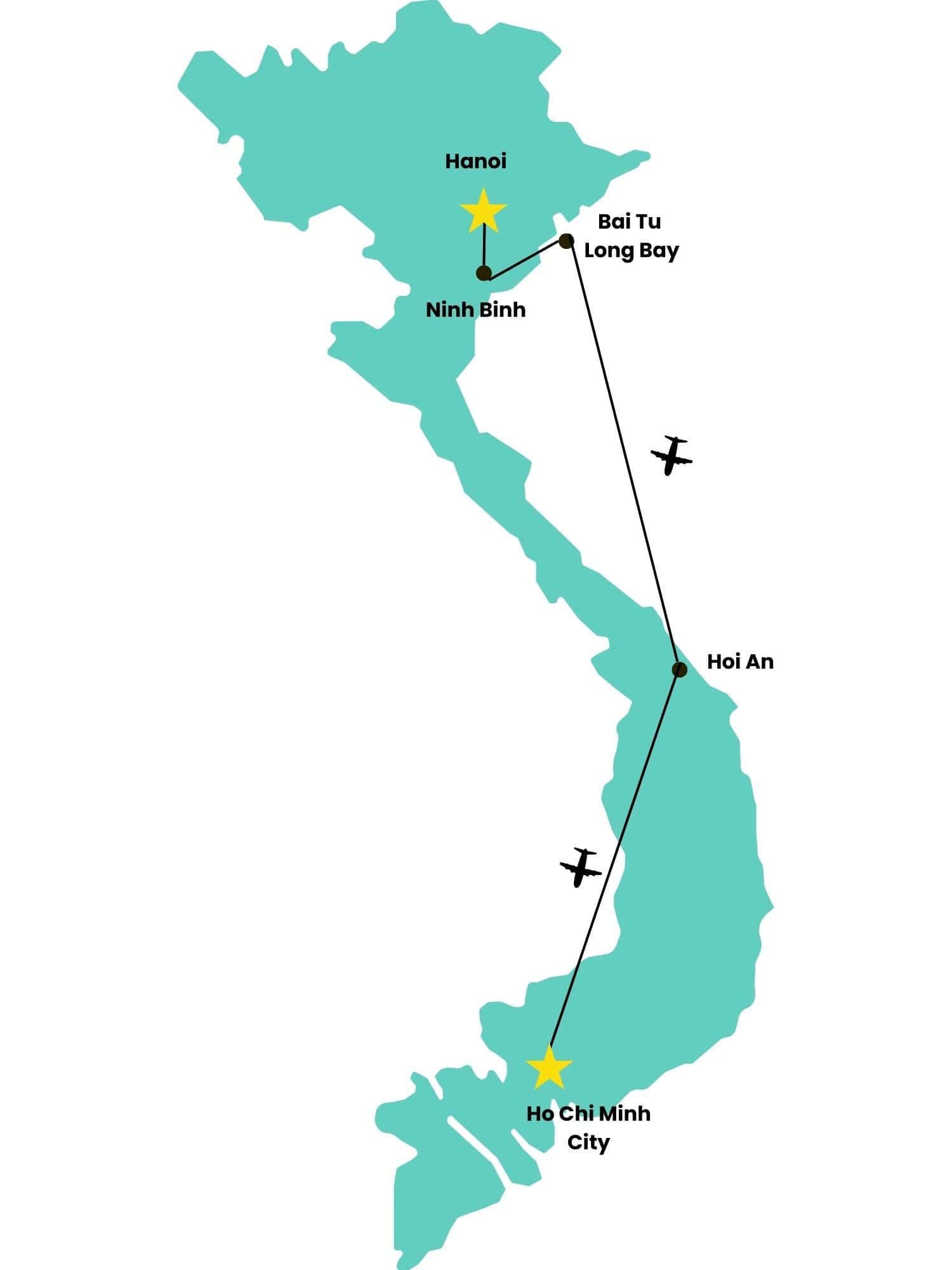 itinerary map for a vegan tour through vietnam with veggies abroad