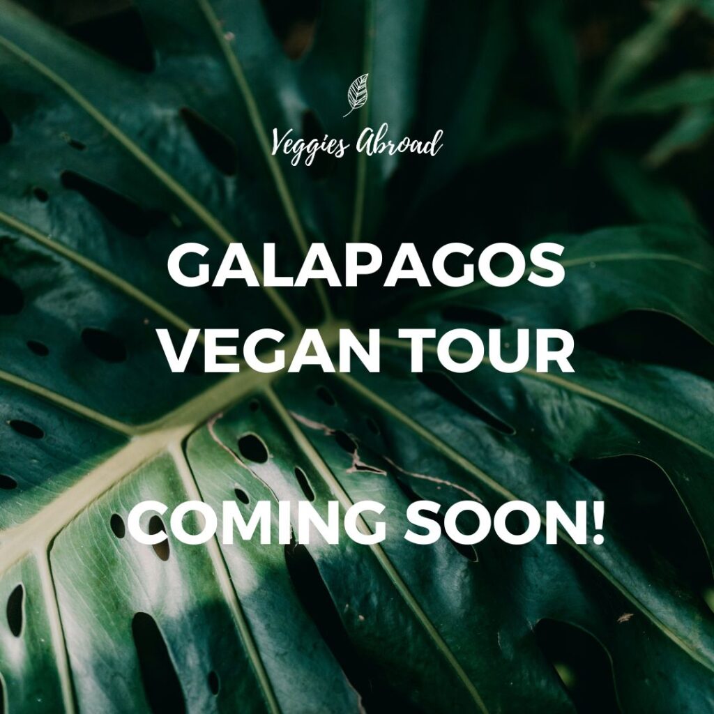 promotional image for a vegan tour to the galapagos
