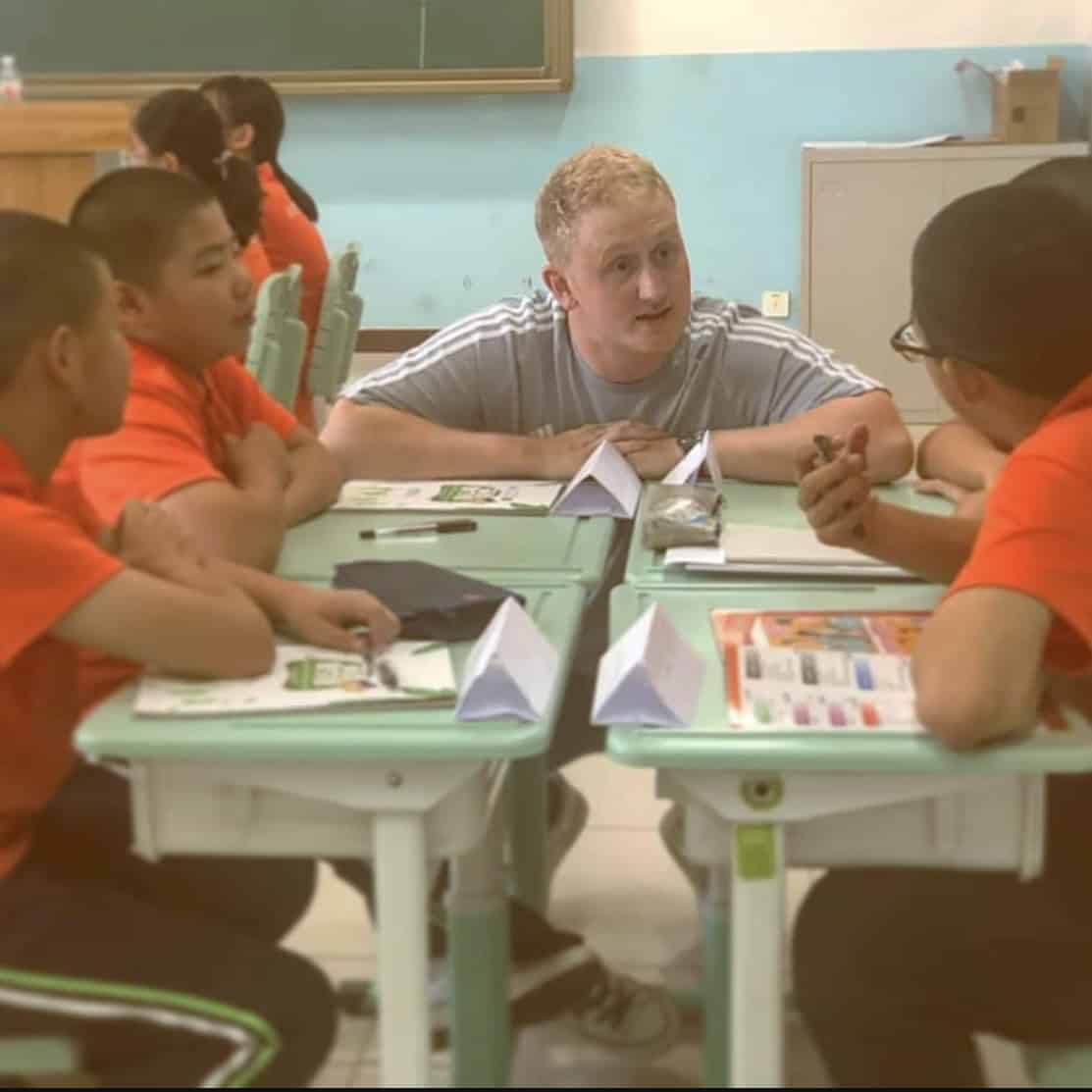 Teaching English to elementary school students in Shanghai, China.