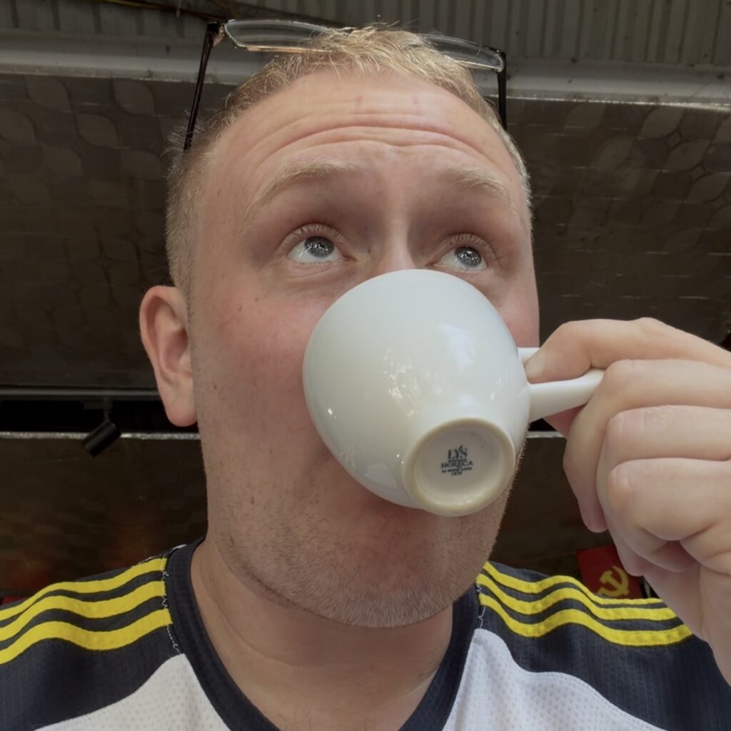 Black Vietnamese coffee enjoyed during a morning exploring Hanoi.